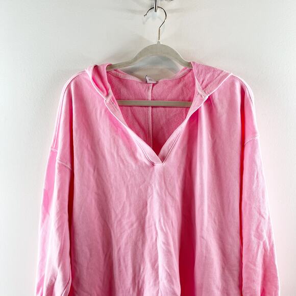 Old Navy Oversized French Terry Hooded Sweatshirt Neon Pink Small - Picture 8 of 8